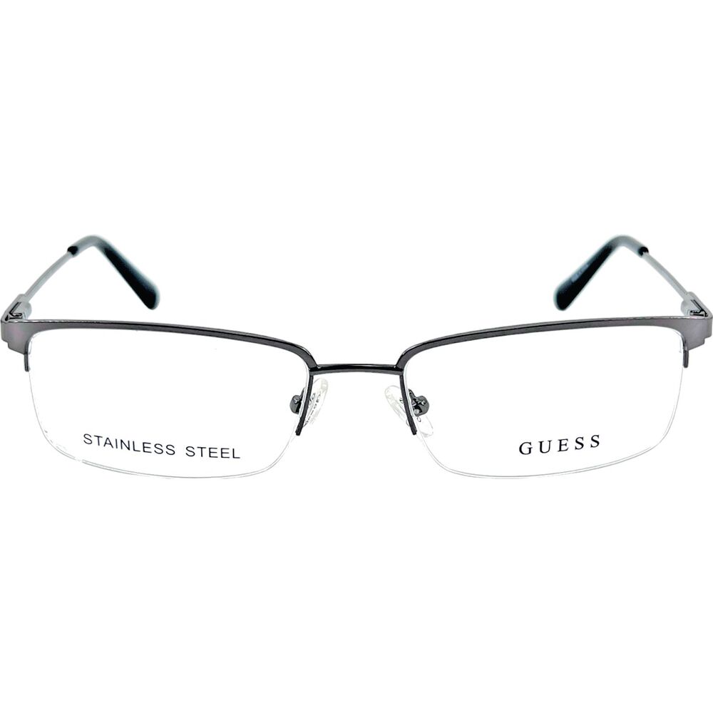 Guess GU50005 Mens Eyeglass Frame 008 Shiny Gunmetal 54-18 Semi Rimless